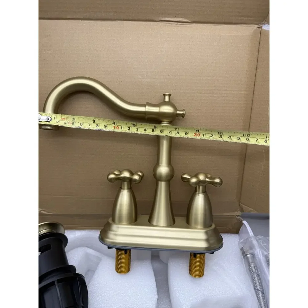 Cross Handles Centerset Bathroom Faucet For Sink 3 Hole w/Overflow Pop Up Drain